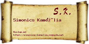 Simonics Kamélia névjegykártya